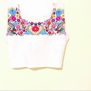 Mexican blouse embroidered crop top boho flowers